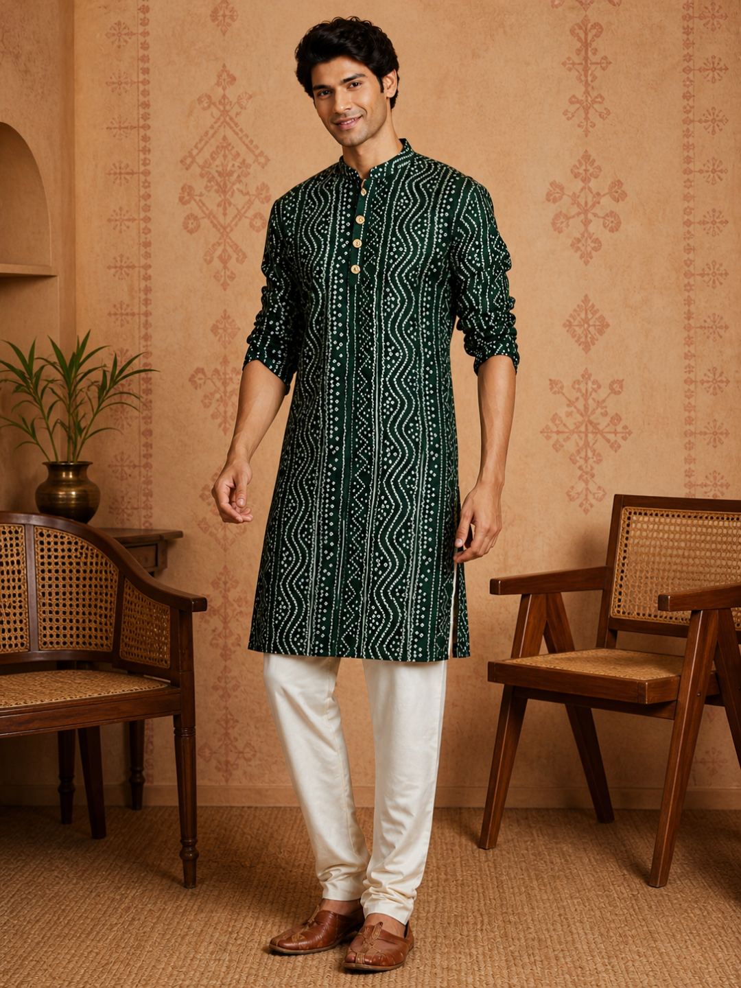 MULTI SHADES Men's Green Rayon Kurta