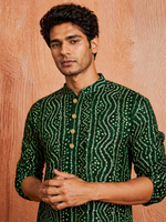 Thumbnail for MULTI SHADES Men's Green Rayon Kurta