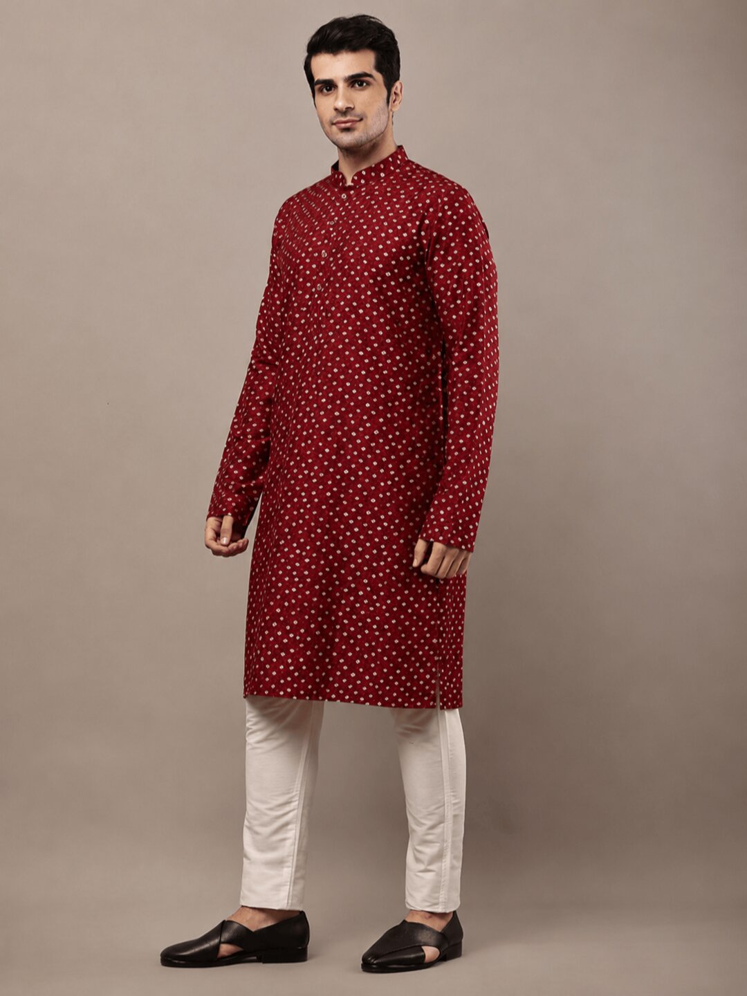 MULTI SHADES Men’s Red Printed Ethnic Kurta