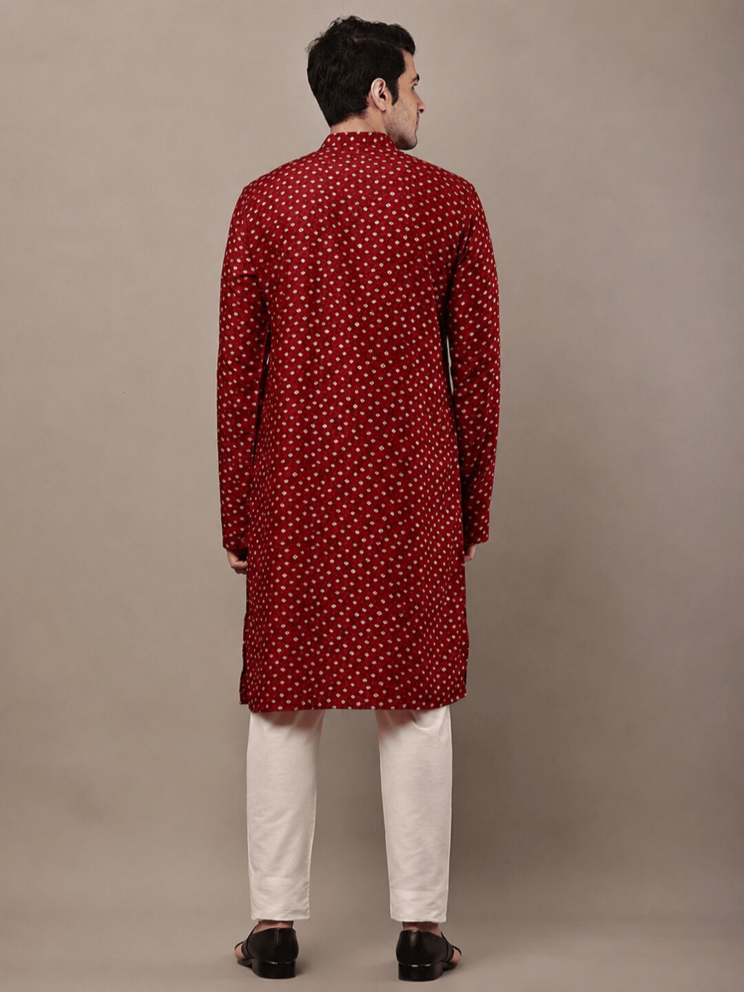 MULTI SHADES Men’s Red Printed Ethnic Kurta