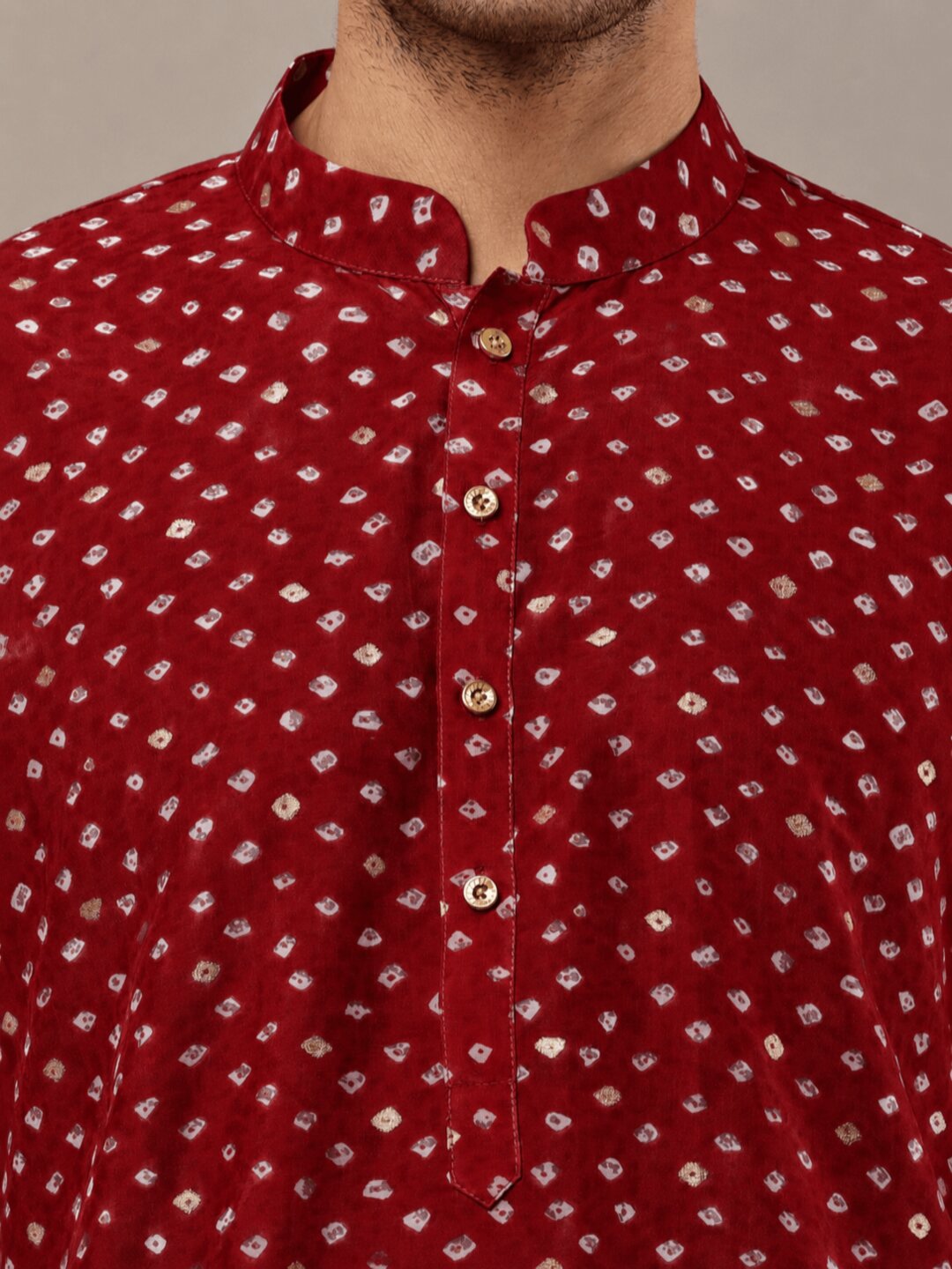 MULTI SHADES Men’s Red Printed Ethnic Kurta