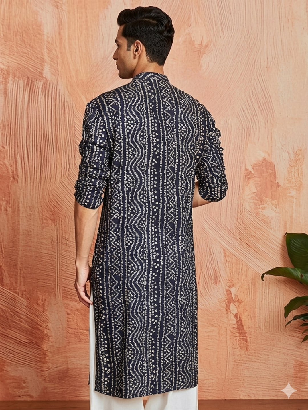 MULTI SHADES Men's Navy Blue Rayon Kurta