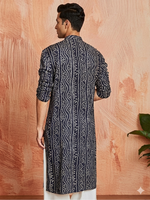 Thumbnail for MULTI SHADES Men's Navy Blue Rayon Kurta