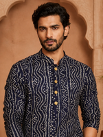 Thumbnail for MULTI SHADES Men's Navy Blue Rayon Kurta Set