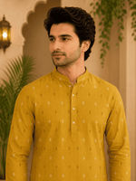 Thumbnail for MULTI SHADES Yellow Ethnic Printed Kurta with Cream Churidar Set