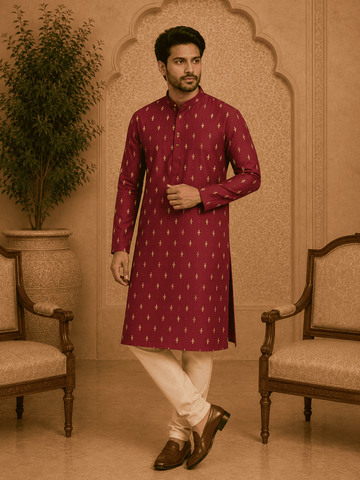 MULTI SHADES Maroon Ethnic Printed Kurta - Dista