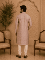 Thumbnail for MULTI SHADES Peach Printed Men’s Kurta Set