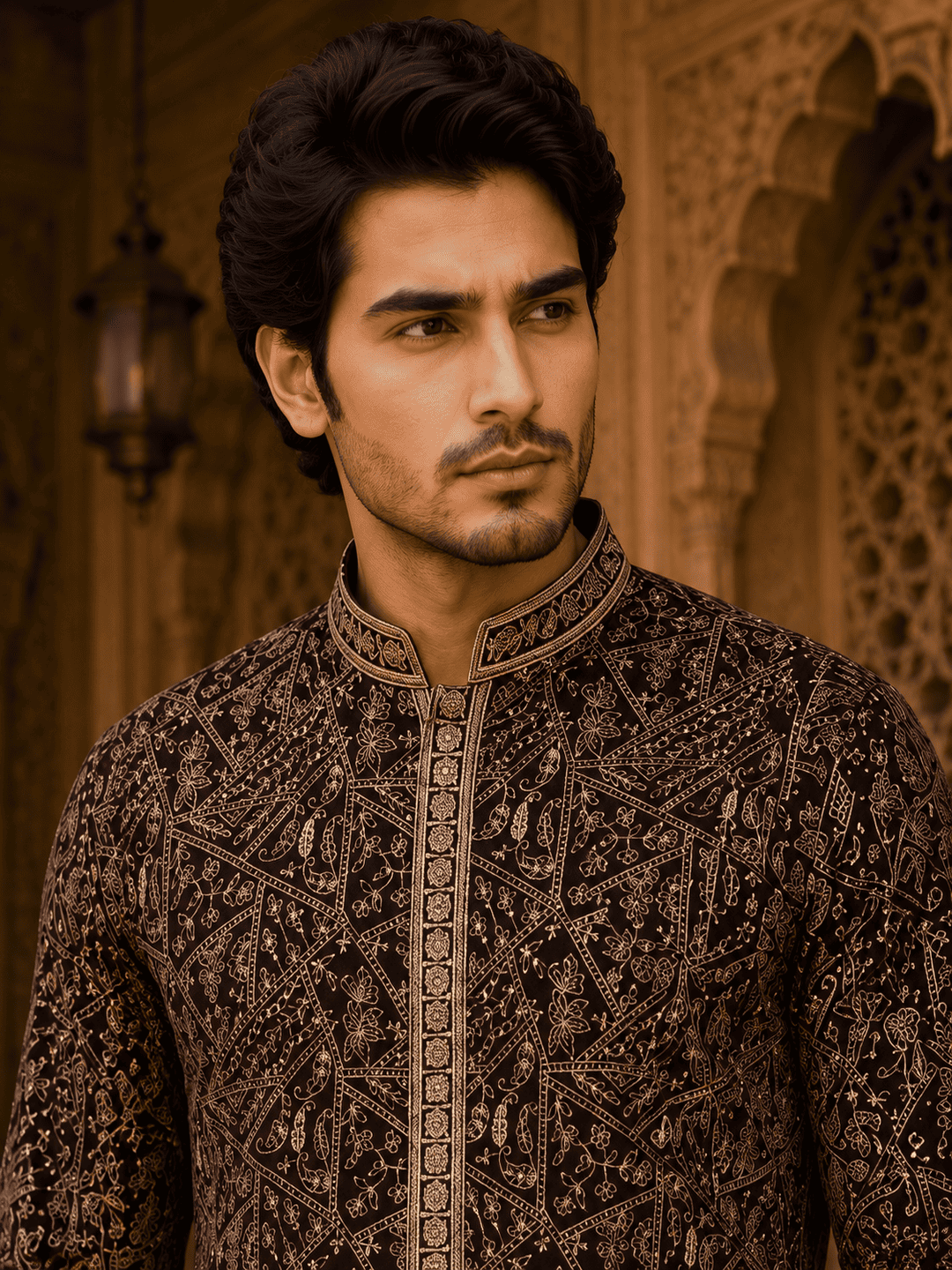 MULTI SHADES Royal Wine Embroidered Men’s Kurta with Inner Lining (Astar) - Dista