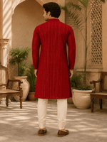 Thumbnail for MULTI SHADES Crimson Royale Red Embellished Kurta
