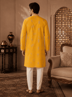 Thumbnail for MULTI SHADES Men's Mustard Yellow Woven Ethnic Kurta