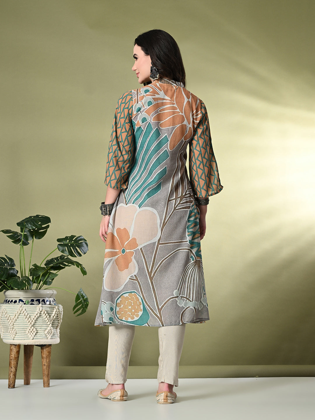 Myshka Women's Hakoba Printed A-Line Kurta in Multi Color - Distacart