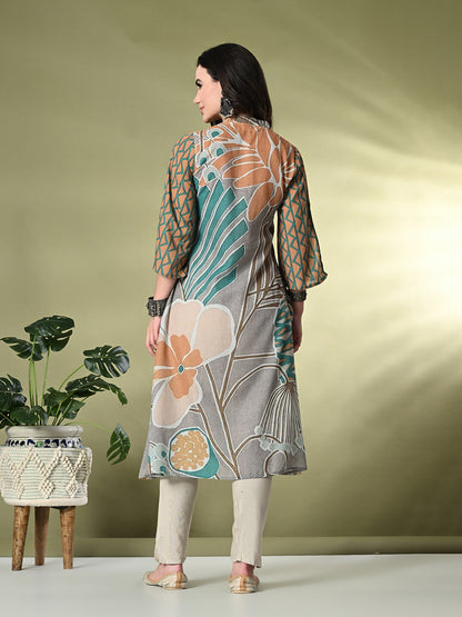 Myshka Women's Hakoba Printed A-Line Kurta in Multi Color - Distacart