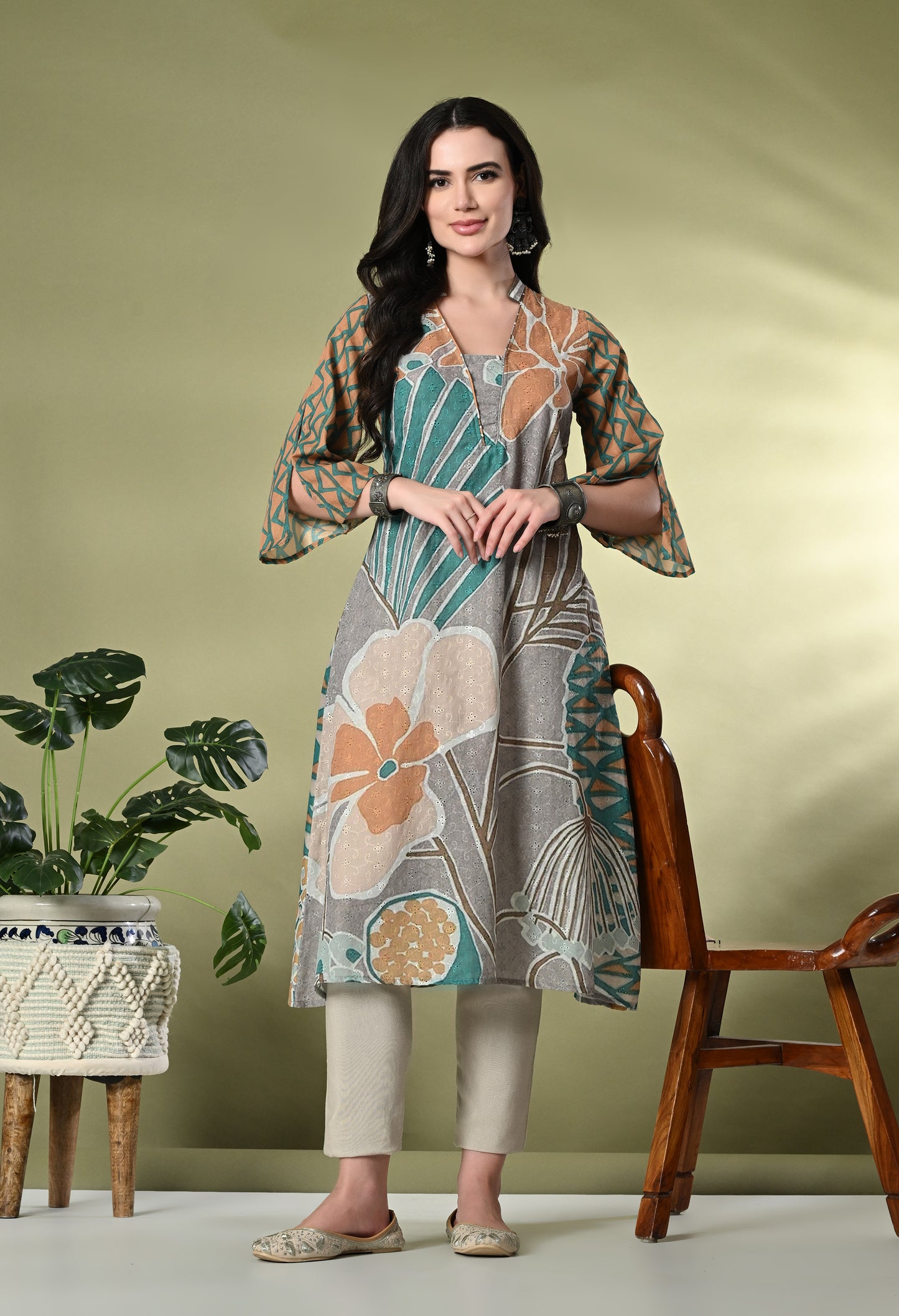 Myshka Women's Hakoba Printed A-Line Kurta in Multi Color - Distacart