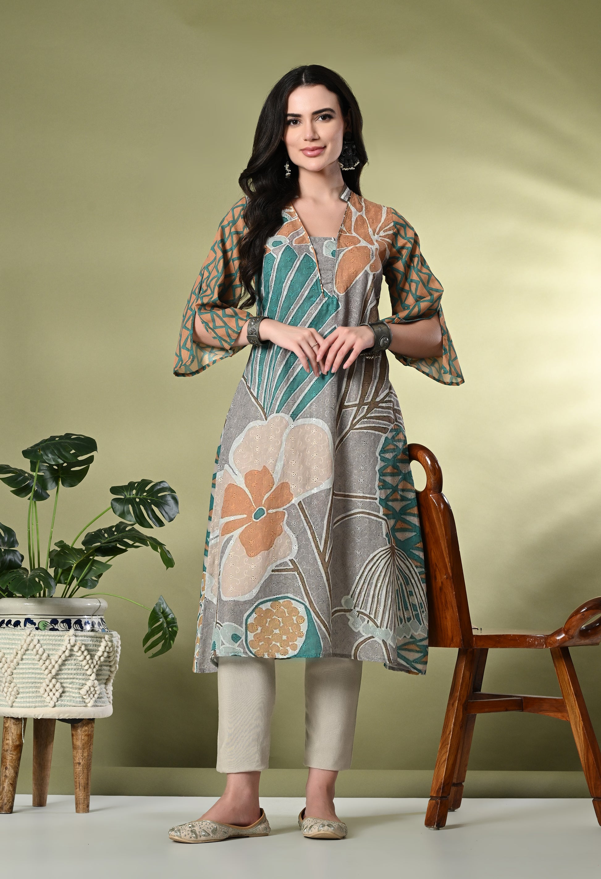 Myshka Women's Hakoba Printed A-Line Kurta in Multi Color - Distacart