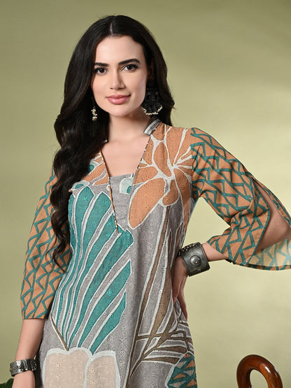 Myshka Women's Hakoba Printed A-Line Kurta in Multi Color - Distacart