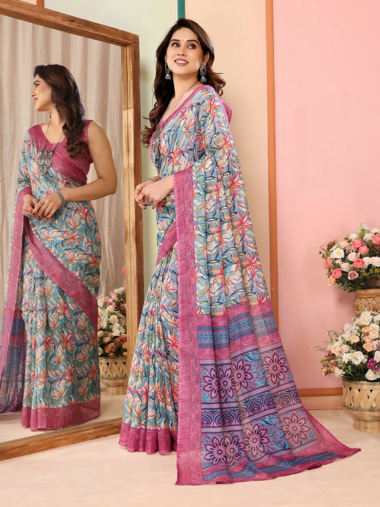 Partywear Designer Pink Kota Doriya Fancy Saree - Dyuti - Distacart