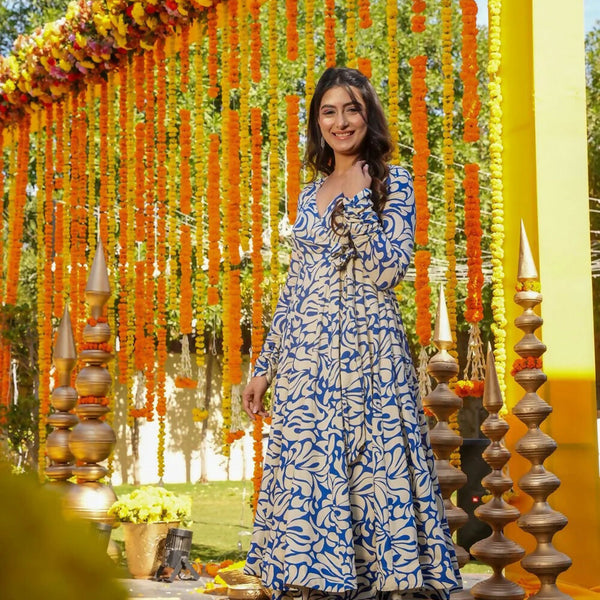 Aayaa Designer Printed Full Flared Suit - Distacart