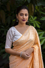 Thumbnail for Yellow Poly Georgette Woven Design Saree with Unstitched Blouse - A2M