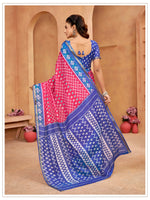 Thumbnail for Malishka Cotton Printed Saree With Unstitched Blouse Piece - Pink