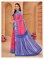 Thumbnail for Malishka Cotton Printed Saree With Unstitched Blouse Piece - Pink