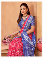 Thumbnail for Malishka Cotton Printed Saree With Unstitched Blouse Piece - Pink