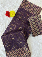 Thumbnail for Malishka Cotton Printed Saree With Unstitched Blouse Piece - Purple