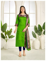 Thumbnail for Divine Drape Women's Cotton Printed Straight Kurta With Dupatta - Mahendi