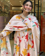 Thumbnail for The52 Peach Women's Gorgeous Cotton Fabric Printed Work Straight Kurta Pant and Dupatta Set - Distacart