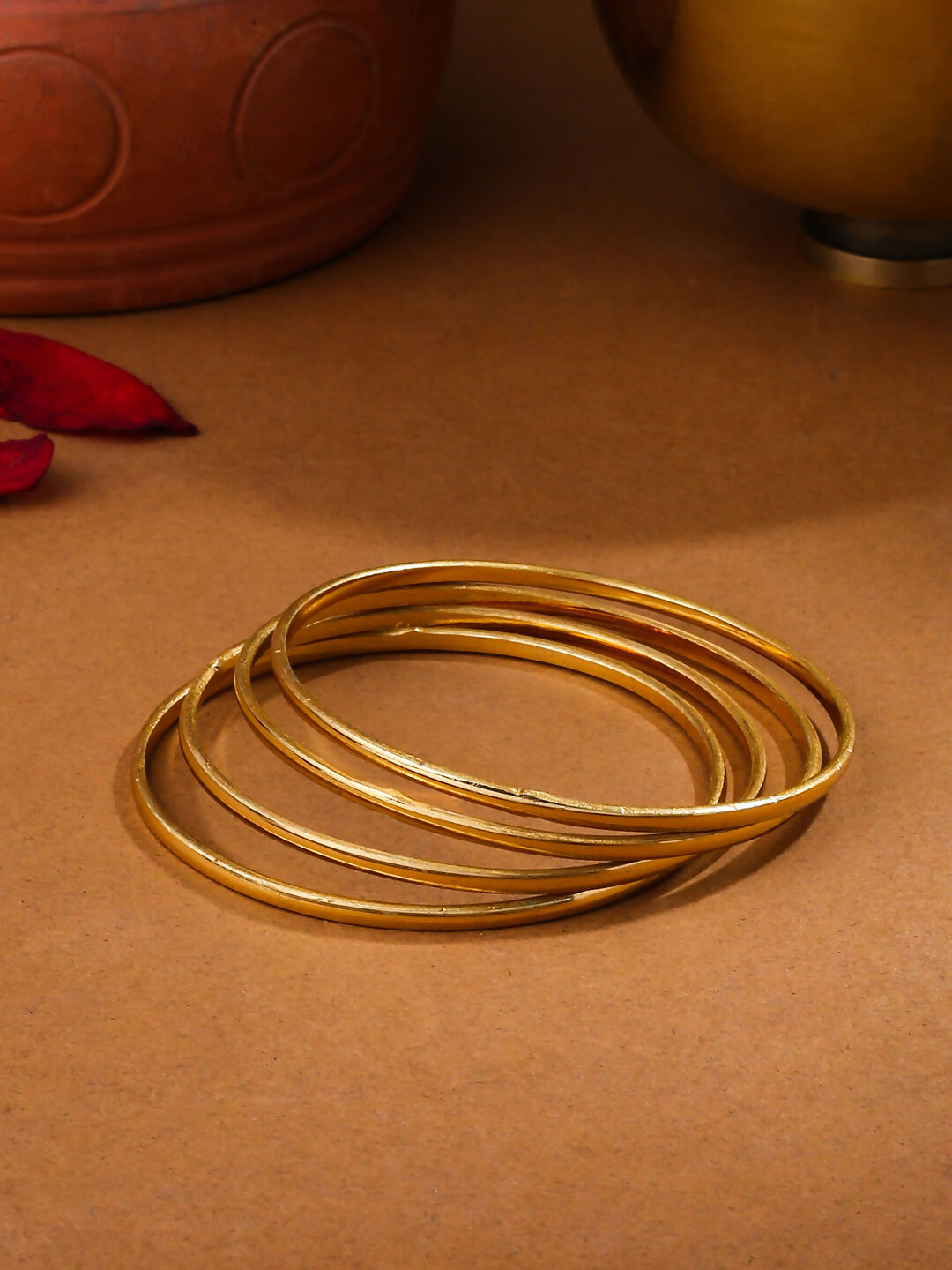 NVR Women's Set of 4 Gold-Plated Traditional Daily Use Bangles - Distacart