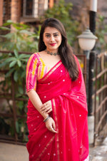 Thumbnail for Rani Chanderi Cotton Block Print Saree with Unstitched Blouse - Hiral Fashion - Distacart