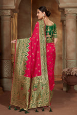 Thumbnail for MANOHARI Banarasi Silk Blend Jacquard Work Saree - Pink - Dista