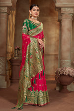 Thumbnail for MANOHARI Banarasi Silk Blend Jacquard Work Saree - Pink - Dista