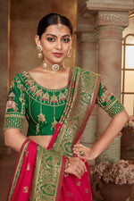 Thumbnail for MANOHARI Banarasi Silk Blend Jacquard Work Saree - Pink - Dista