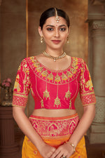 Thumbnail for MANOHARI Banarasi Silk Blend Jacquard Work Saree - Yellow - Dista