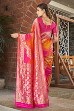 Thumbnail for MANOHARI Banarasi Silk Blend Jacquard Work Saree - Pink - Dista