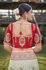 Thumbnail for MANOHARI Banarasi Silk Blend Jacquard Work Saree - Red - Dista