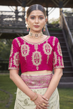 Thumbnail for MANOHARI Banarasi Silk Blend Jacquard Work Saree - Pink - Dista
