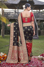 Thumbnail for MANOHARI Banarasi Silk Blend Jacquard Work Saree - Black - Dista