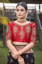 Thumbnail for MANOHARI Banarasi Silk Blend Jacquard Work Saree - Black - Dista