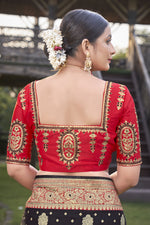 Thumbnail for MANOHARI Banarasi Silk Blend Jacquard Work Saree - Black - Dista