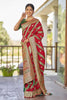 MANOHARI Banarasi Silk Blend Jacquard Work Saree - Red - Dista
