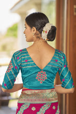 Thumbnail for MANOHARI Banarasi Silk Blend Jacquard Work Saree - Pink - Dista