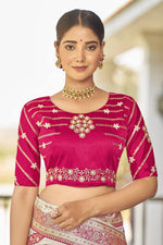 Thumbnail for MANOHARI Banarasi Silk Blend Jacquard Work Saree - White - Dista