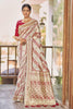 MANOHARI Banarasi Silk Blend Jacquard Work Saree - White - Dista