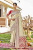 MANOHARI Banarasi Silk Blend Jacquard Work Saree - White - Dista