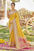 MANOHARI Banarasi Silk Blend Jacquard Work Saree - Yellow - Dista