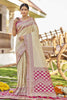 MANOHARI Banarasi Silk Blend Jacquard Work Saree - White - Dista