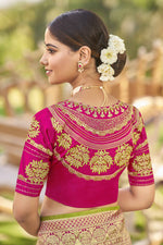 Thumbnail for MANOHARI Banarasi Silk Blend Jacquard Work Saree - Green - Dista