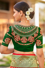 Thumbnail for MANOHARI Banarasi Silk Blend Jacquard Work Saree - Red - Dista