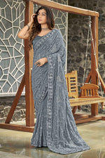 Thumbnail for MANOHARI Georgette Embroidered Work Saree - Grey - Dista